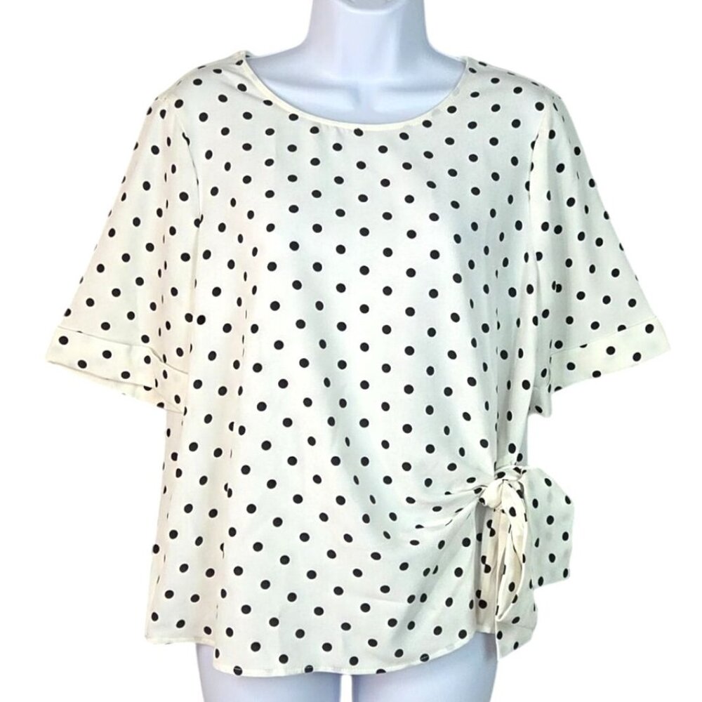 Tommy Hilfiger Harbor Polka Dot Waist Tie Relaxed Fit Womens Top NWOT Sz M